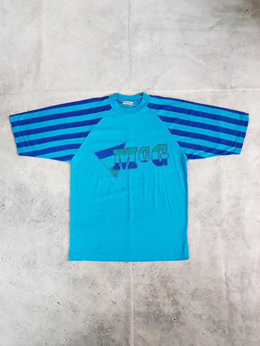 Vintage 90s Mc'G BRAND Striped Shoulder Single Stitch T-Shirt
